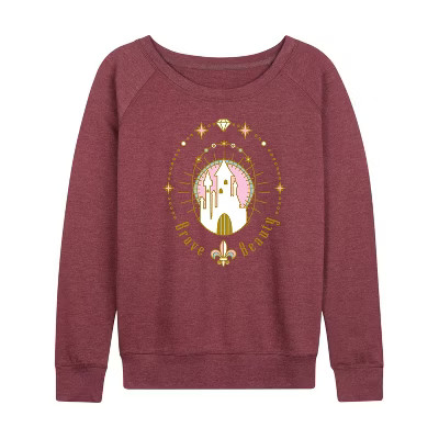 Women's Disney Princess Brave Beauty Lightweight French Terry Slouchy - Heather Maroon - 1X | Target