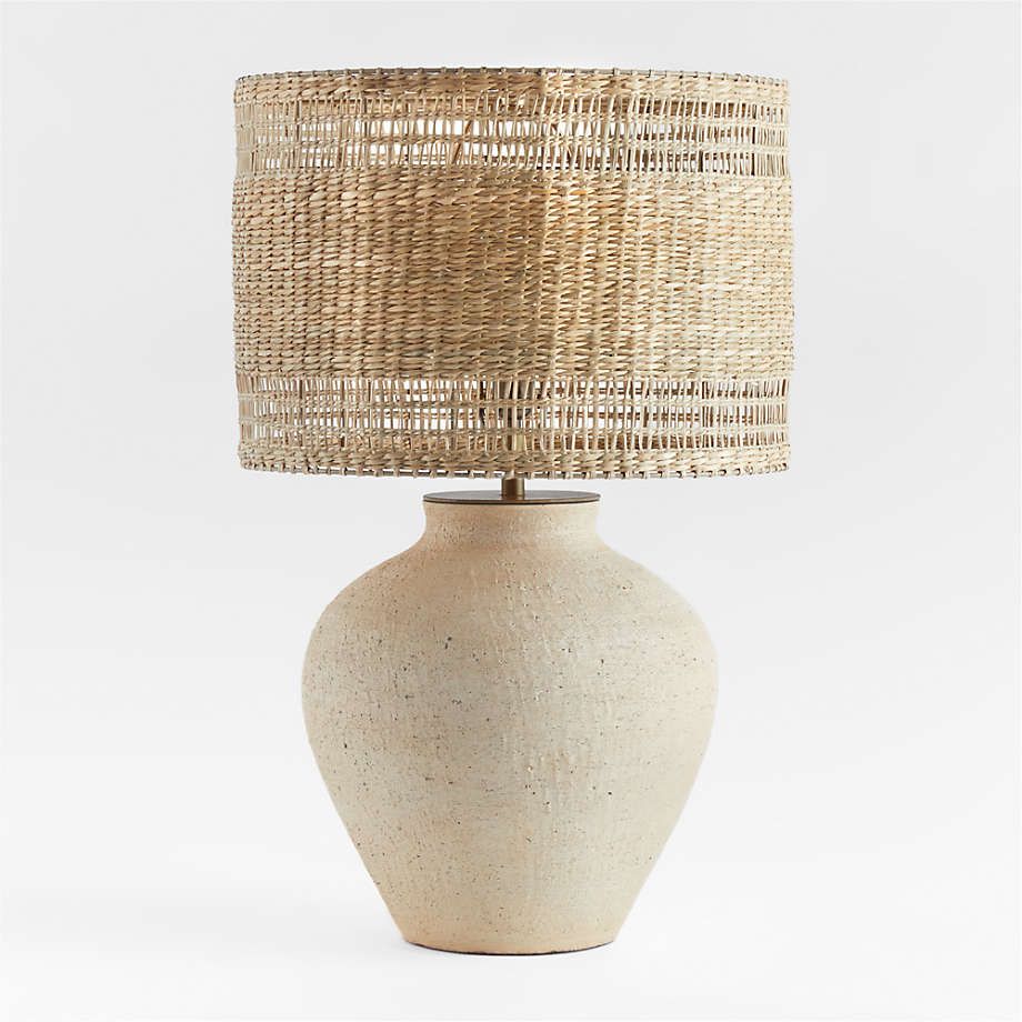 Corfu Cream Table Lamp with Woven Natural Shade Bedroom Lighting | Crate & Barrel | Crate & Barrel