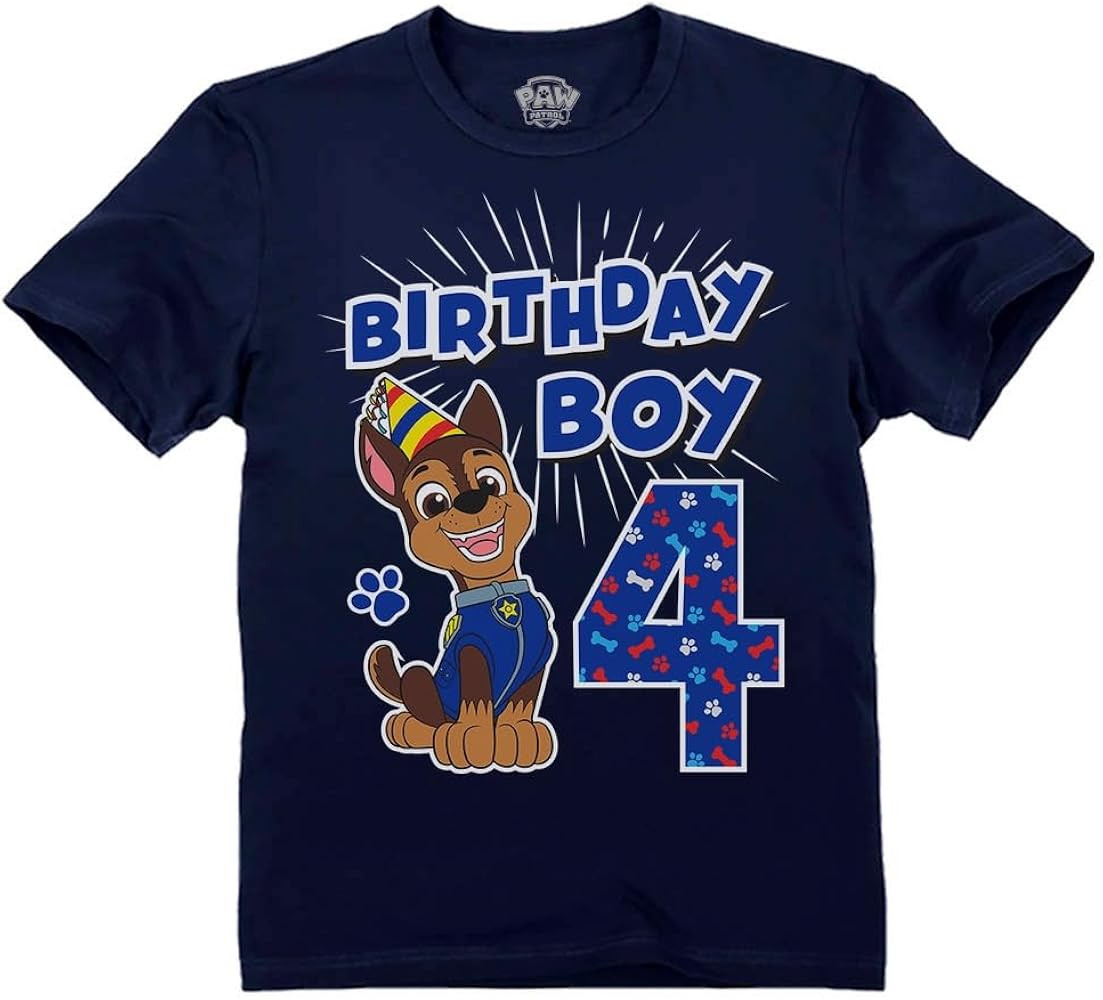 Tstars Paw Patrol 4 Chase Shirt Gifts for Four Years Old 4th Birthday Theme Party Toddler Kids T-... | Amazon (US)