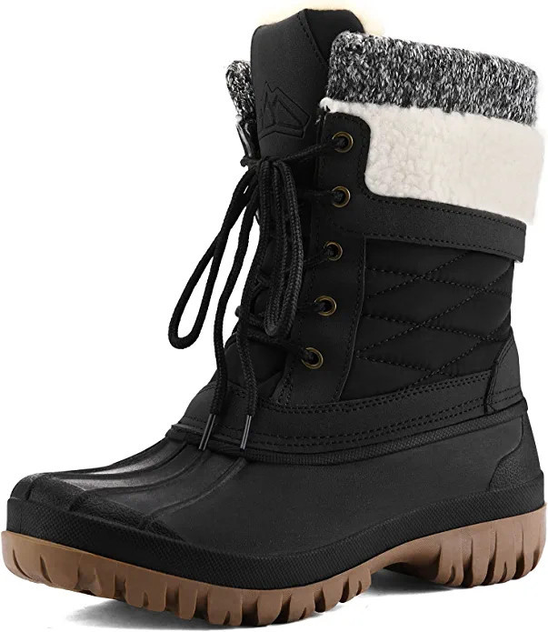 mysoft Women's Winter Snow Boots Waterproof Insulated Mid-Calf Booties, Fur-lined Lace Up Shoes f... | Amazon (US)