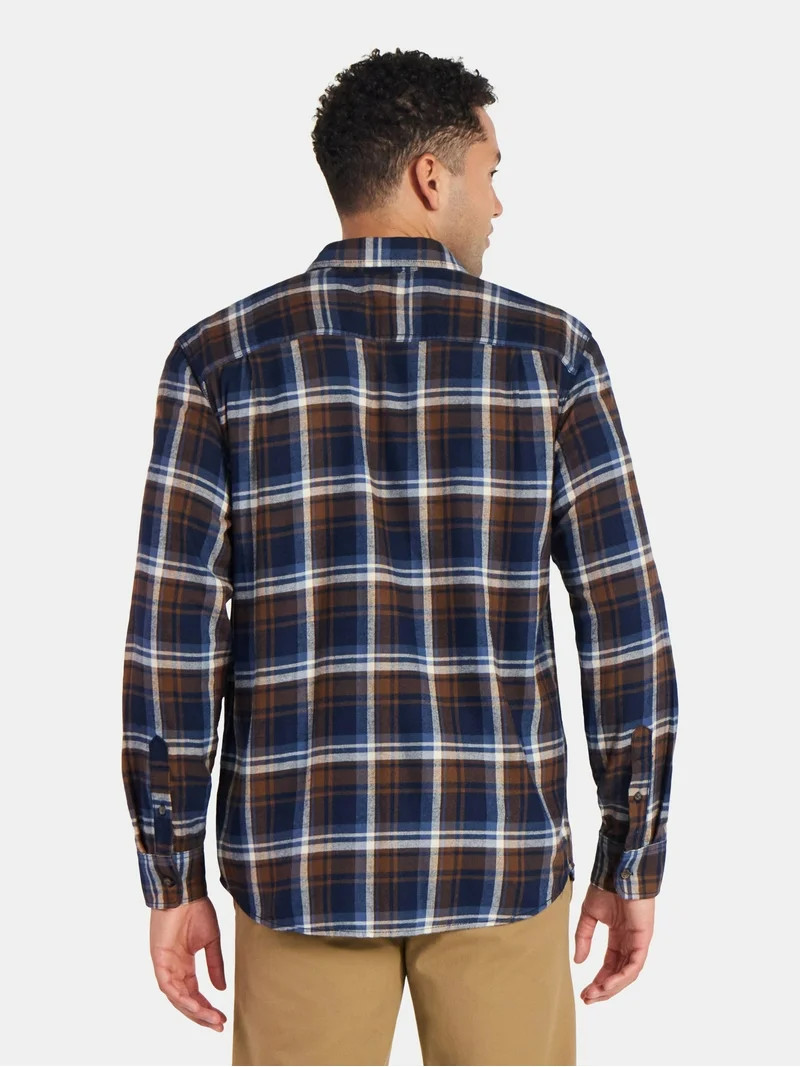 George Men's and Big Men's Double Pocket Flannel Shirt, Sizes XS-3XLT | Walmart (US)