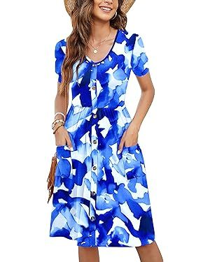 MOLERANI Women Summer Casual Short Sleeve Dresses Button Down Skater Dress with Pockets | Amazon (US)