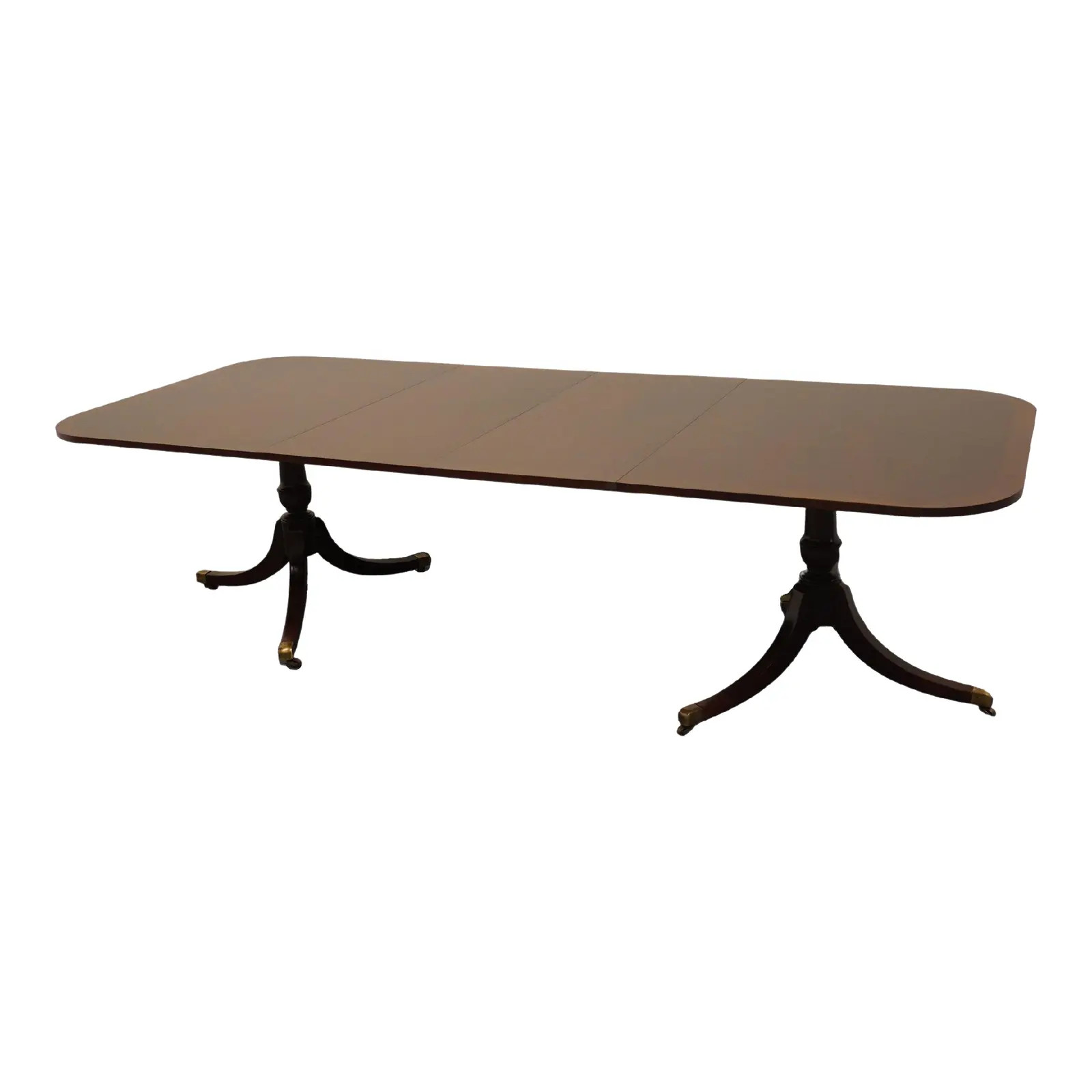 Hickory Chair Co. Banded Mahogany Traditional Style 108" Double Pedestal Dining Table 301-52 | Chairish