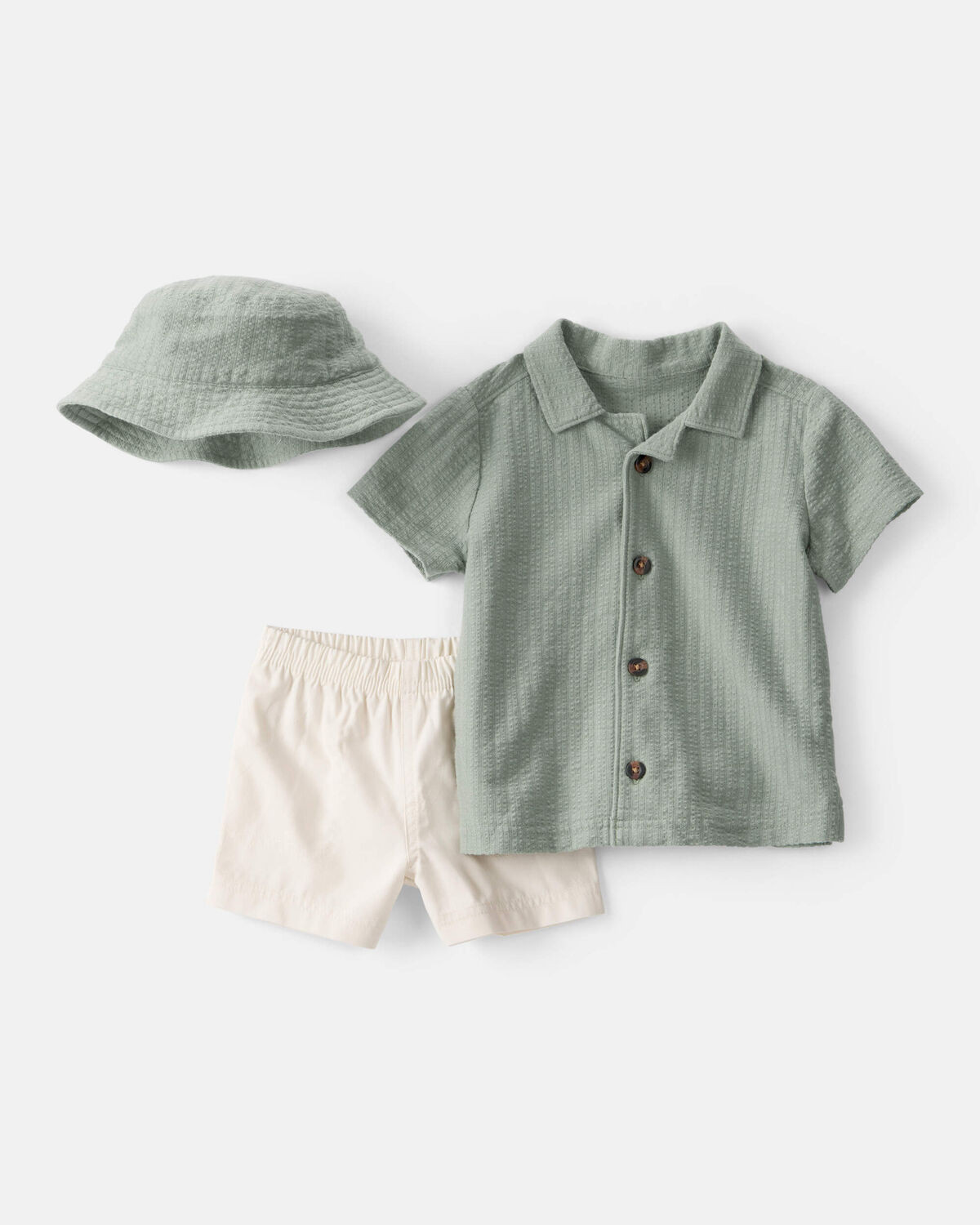 Baby Boy 3-Piece Short-Sleeve Top & Short Set - Green/White | Carter's Inc