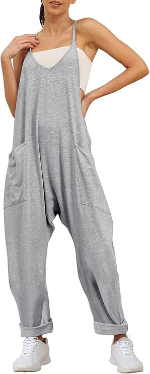 AUTOMET Jumpsuits for Women Casual Summer Rompers Sleeveless Loose Spaghetti Strap Baggy Overalls... | Amazon (US)