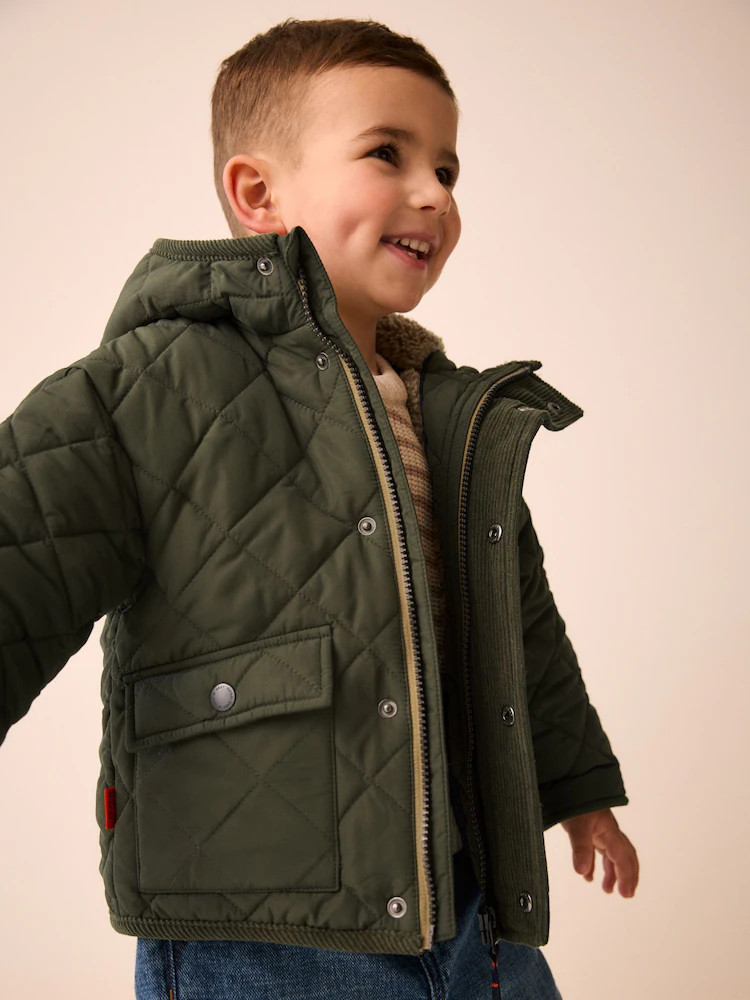 Green Quilted Borg Lined Coat (3mths-7yrs) | Next US