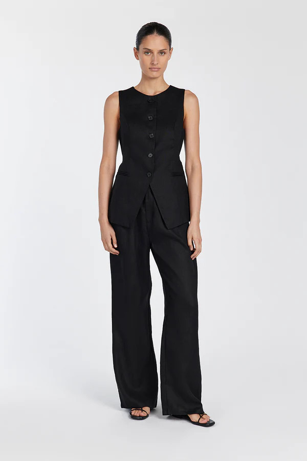 NORAH BLACK LINEN PANT | DISSH