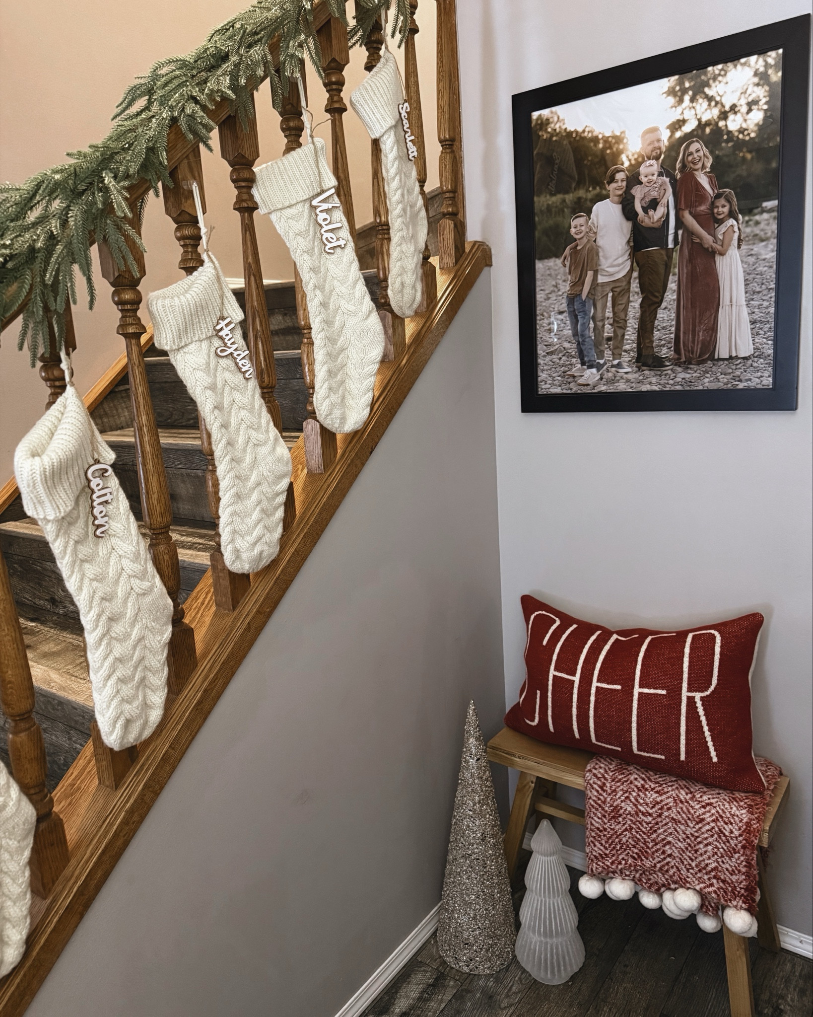 Holiday banister refresh ✨
I added more of the Amazon faux cedar garlands to make this staircase feel fuller and cozier — I’m using three garlands total here, layered along the railing for extra depth without looking overdone.

I love how they soften the wood tones (that I can’t wait to change one day) and instantly make the space feel festive without ornaments or lights. Simple, neutral, and easy to reuse year after year 🤍

Linked the exact garlands (and a few similar budget-friendly options) so you can customize the fullness depending on your staircase length.

#LTKhome #LTKHoliday #LTKSeasonal #HolidayDecor #ChristmasStaircase #BanisterDecor #NeutralChristmas #CozyHome #AmazonHome #HolidayStyling #SimpleChristmas #FestiveHome

#LTKcanada #LTKwinter #LTKholiday