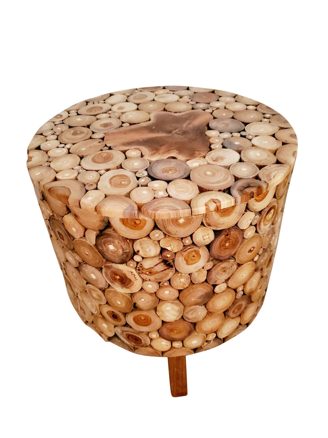 Teakwood Wood Chip Stool Driftwood Inlay Stool - Etsy | Etsy (US)