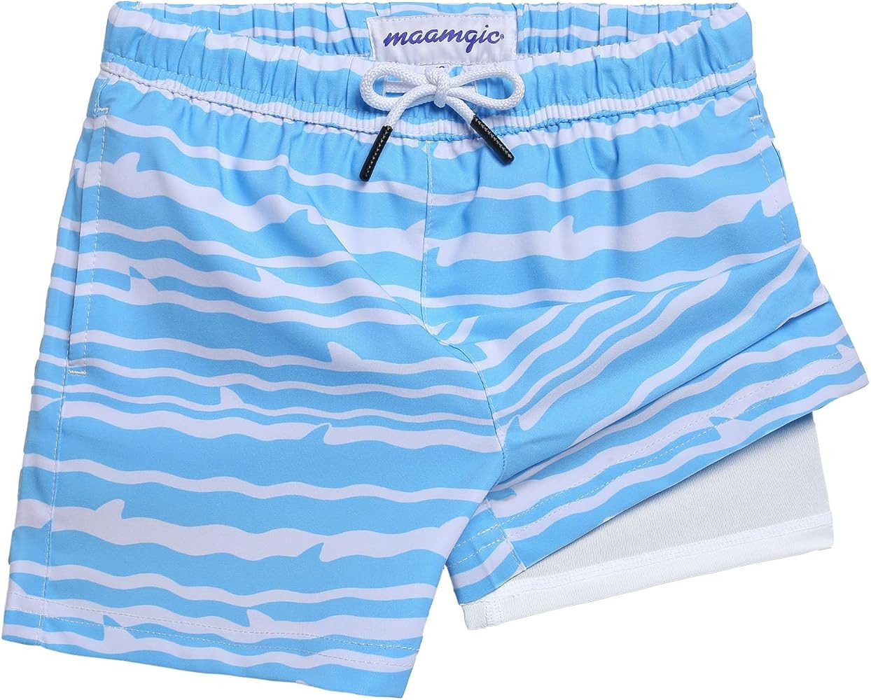 maamgic Boys Swim Trunks with Compression Liner Stretch Boy Swim Shorts Toddler Bathing Suit Swim... | Amazon (US)