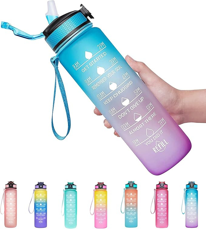 Venture Pal 32oz Motivational Fitness Sports Water Bottle with Time Marker & Straw, Large Wide Mo... | Amazon (US)