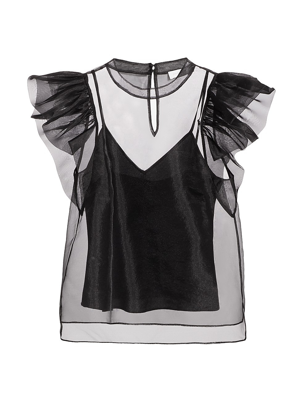 Corina Organza Ruffle-Sleeve Top | Saks Fifth Avenue