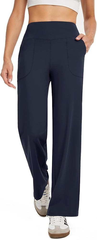 Wide Leg Pants Woman High Waist Yoga Pants with Pockets Loose Stretch Dress Work Sweatpants Casua... | Amazon (US)