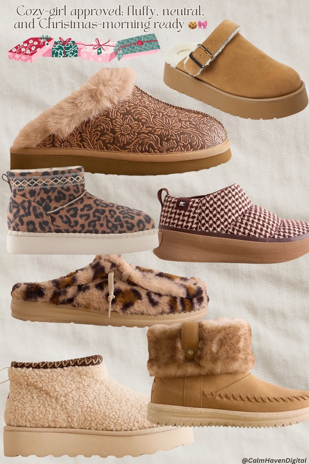 Cozy girl winter shoes 🤍☕️
Fuzzy, warm, neutral and perfect for Christmas morning, errands, lounging, or just living your soft life season.
Think UGG/mini/neutral slipper vibes — but with different textures + personality ✨
All styles are linked below to shop easily 🌨️🧸


#LTKHoliday #LTKGiftGuide #LTKSeasonal