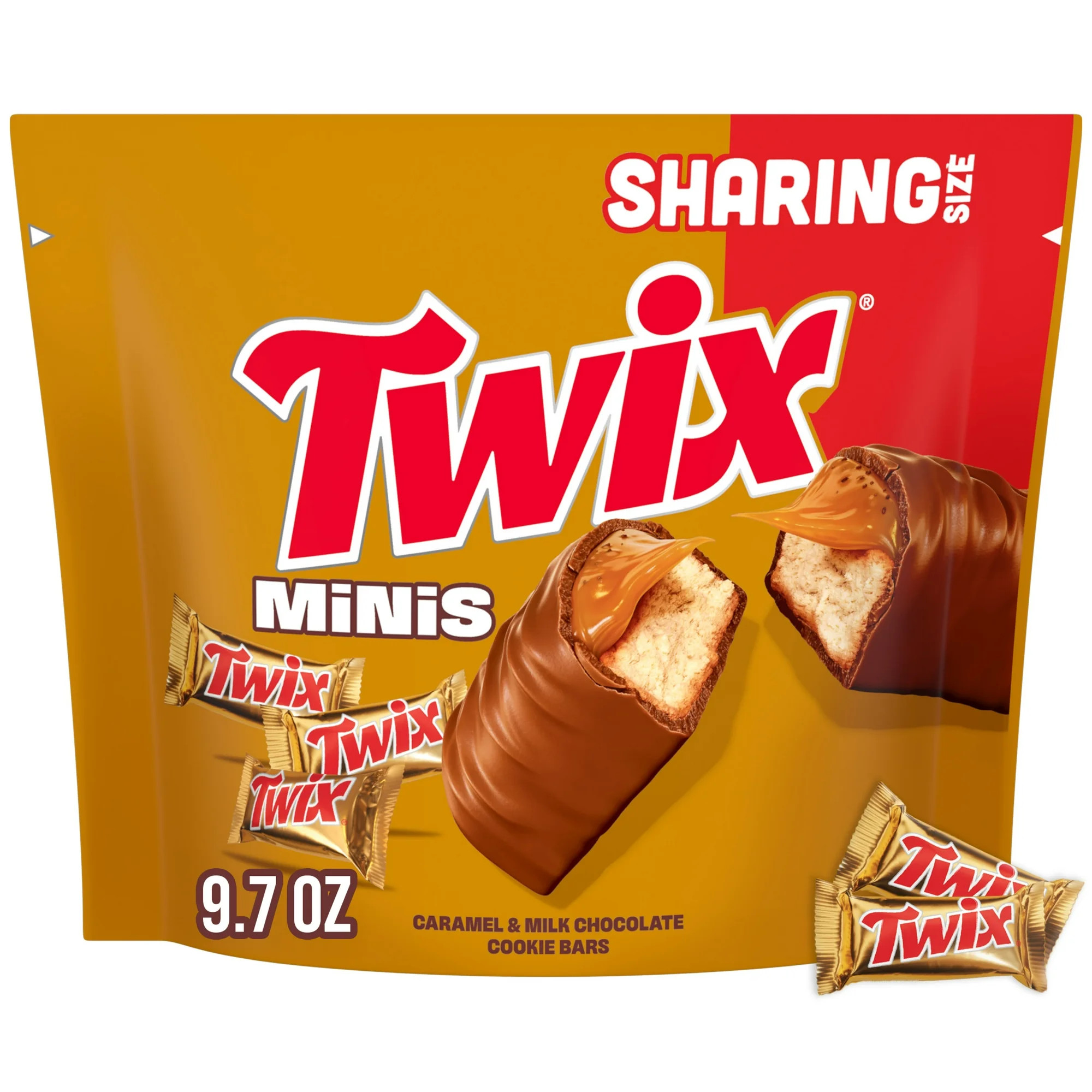Twix Minis Caramel and Milk Chocolate Candy Bars, Sharing Size - 9.7 oz Resealable Bag | Walmart (US)
