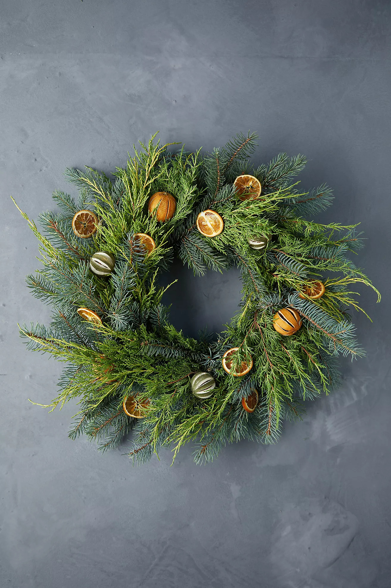 Fresh Evergreen + Dried Citrus Wreath | Anthropologie (US)