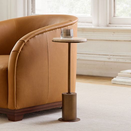 Fay Travertine Drink Table (9.5") | West Elm (US)