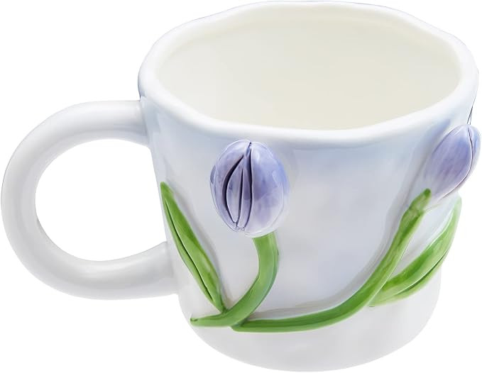 3D Flower Coffee Mug Blue Tulip Ceramic Cup,12 oz Cute Handmade Mugs,Christmas Birthday Surprise ... | Amazon (US)