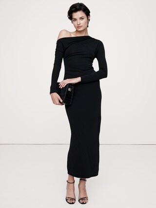 Jersey Knit Asymmetrical Draped Maxi Dress | Banana Republic (CA)