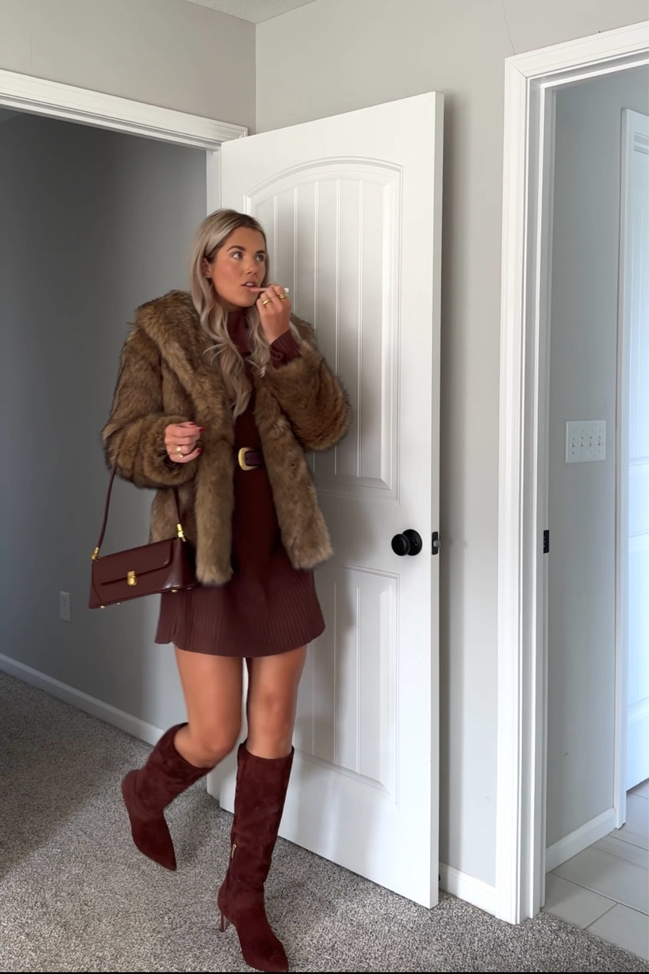 size xs in fur coat, size medium in sweater, small in belt :) 

#LTKStyleTip #LTKHoliday #LTKSeasonal