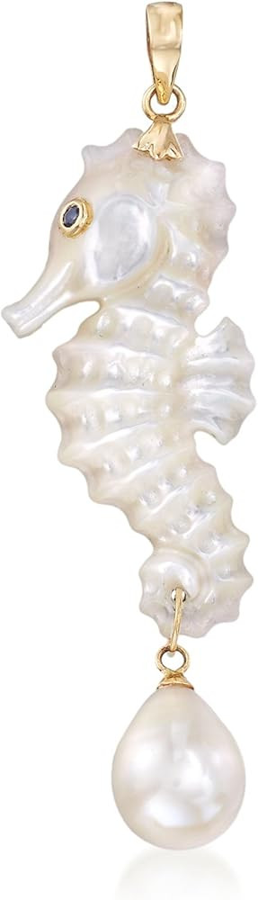 Ross-Simons Mother-Of-Pearl Seahorse Pendant With 9mm Cultured Pearl in 14kt Yellow Gold | Amazon (US)