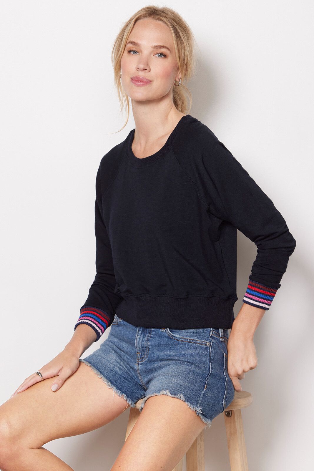 SUNDRY Multicolor Cuff Sweatshirt | EVEREVE | Evereve