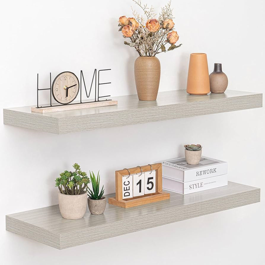 36 Inch Floating Shelves, 12" Deep Floating Shelf Wall Mounted, 36" Wall Shelves, Rustic Deep Boo... | Amazon (US)