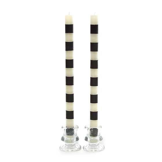 Bands Dinner Candles - Black - Set of 2 | MacKenzie-Childs