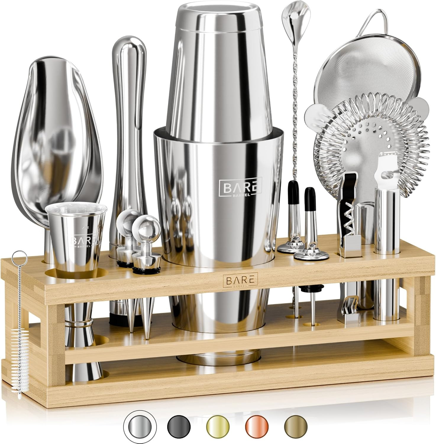 BARE BARREL® Cocktail Making Kit | 16-Piece Bartender Kit Cocktail Shaker Set Maker | Bamboo Dis... | Amazon (UK)