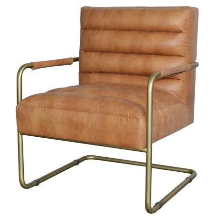 Peyton Bonded Leather Chair Gold Frame Vintage Cider | Walmart (US)