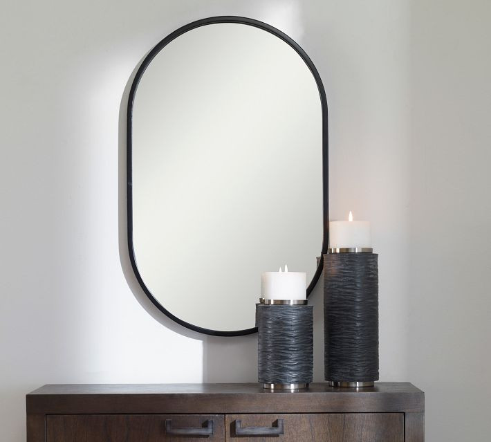 Lylian Oval Wall Mirror, Black, 20""W X 32""H | Pottery Barn (US)