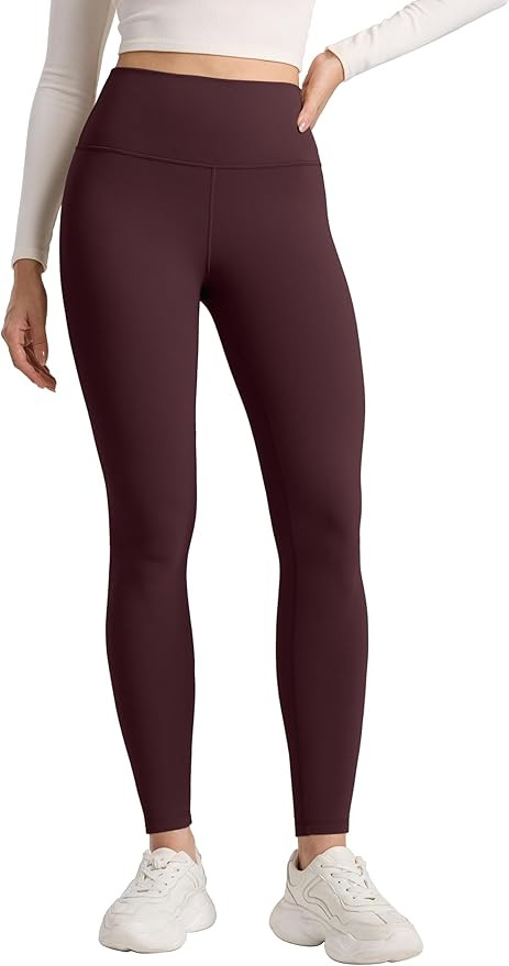 CRZ YOGA Womens Fleece Lined Leggings 28'' - Matte Thermal Winter Warm Full Length Pants Casual L... | Amazon (US)
