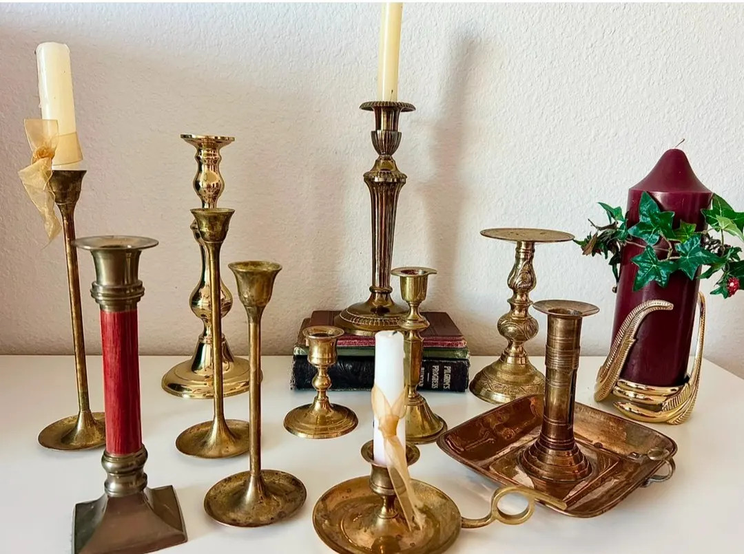 Brass Candle Holder Ornate Candelabra Mismatched Wedding Table Candlestick   Antique Chamberstick... | Etsy (US)