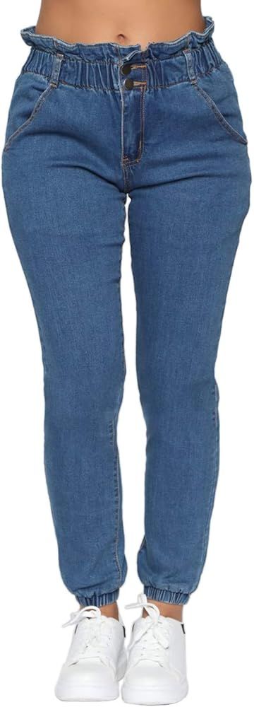Pofash Women's Destroyed Ripped Flare Jeans Bell Bottom Raw Hem Denim Pants | Amazon (US)