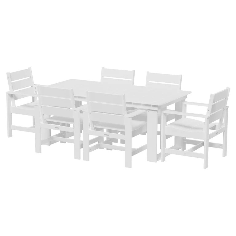 Better Homes & Gardens Ezra 7-Piece Outdoor HDPE Dining Set, White | Walmart (US)
