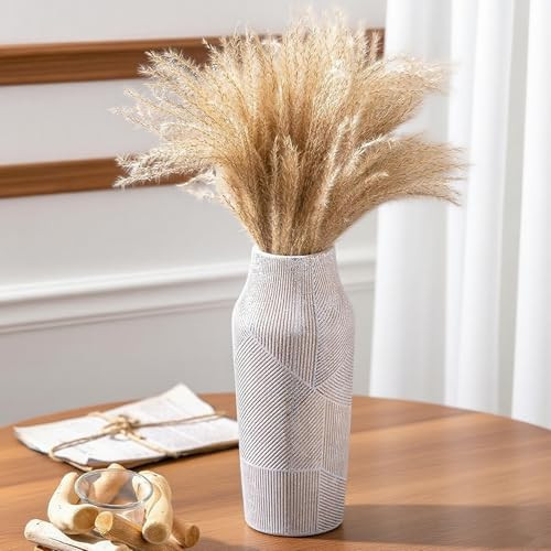 Vintage Ceramic Flower Vase, Terracotta Farmhouse Decorative Rustic Stone Clay Floral Vase, Concrete Grey Home Decor for Living Room, Entryway, Kitchen, Bedroom, Bathroom and Shelf 9.6 Inch | Amazon (US)