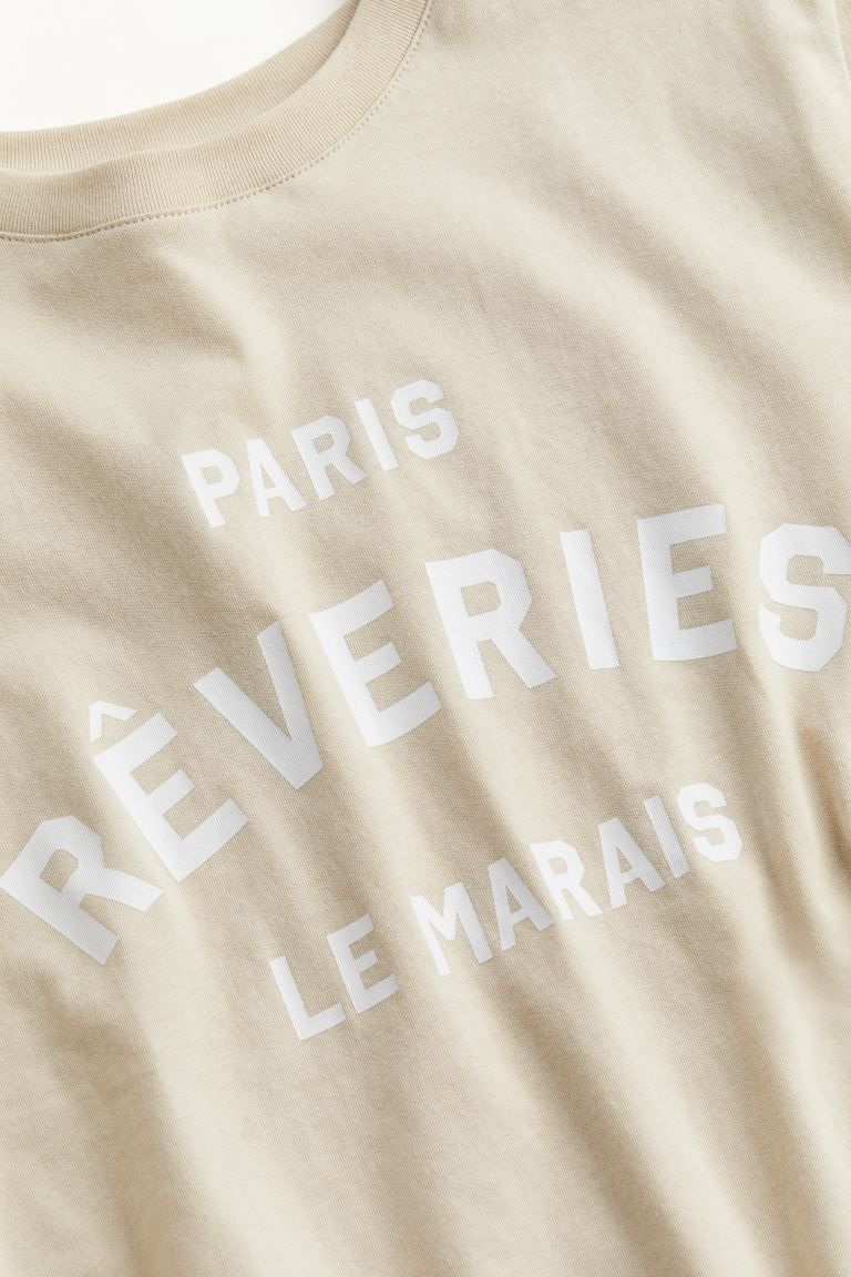 Printed T-shirt - Light beige/Rêveries - Ladies | H&M US | H&M (US + CA)