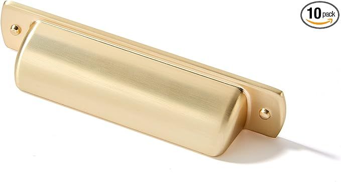 khtumeware 10 Pack 3" Drawer Pulls Brushed Brass Cabinet Cup Pulls Kitchen Hardware Cabinet Handl... | Amazon (US)
