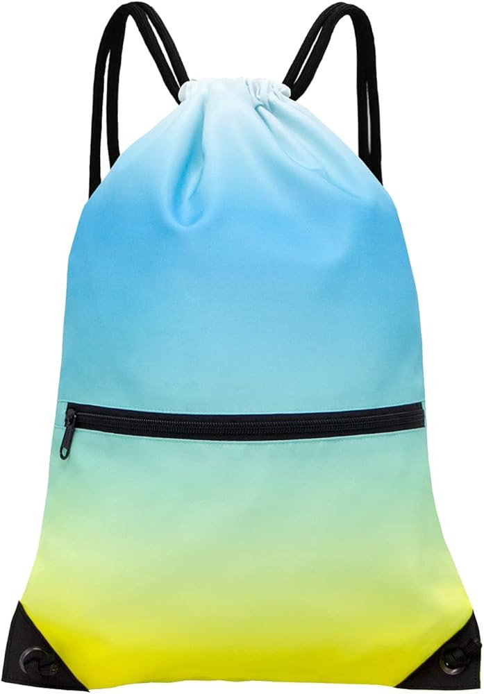 Amazon.com: HOLYLUCK Drawstring Backpack Bag Sport Gym Sackpack (gradient yellow blue) : Clothing, Shoes & Jewelry | Amazon (US)