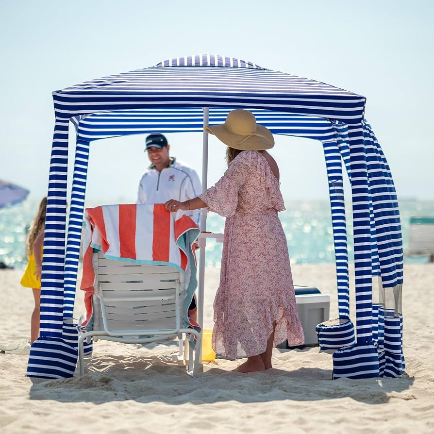 AMMSUN Beach Cabana, 6.5'\u00d76.5' Beach Canopy, Easy Set up and Take Down, Cabana Tent with San... | Amazon (US)