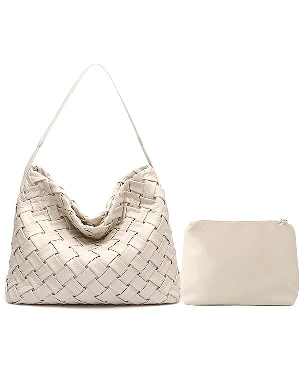 Women Boston Bag Woven Vegan Leather Handbags Female Satchel Messenger Bag Fashion Shoulder Cross... | Amazon (US)