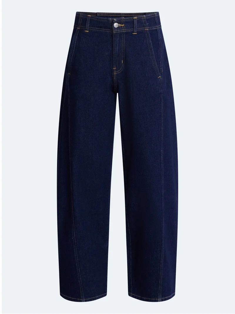 Free Assembly Women's and Women's Plus Side Panel Barrel Jeans, 30" Inseam, Sizes 0-28W | Walmart (US)