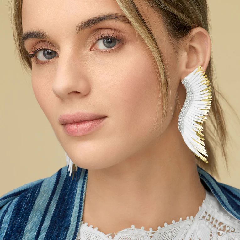 Madeline Earrings White/Gold | Mignonne Gavigan