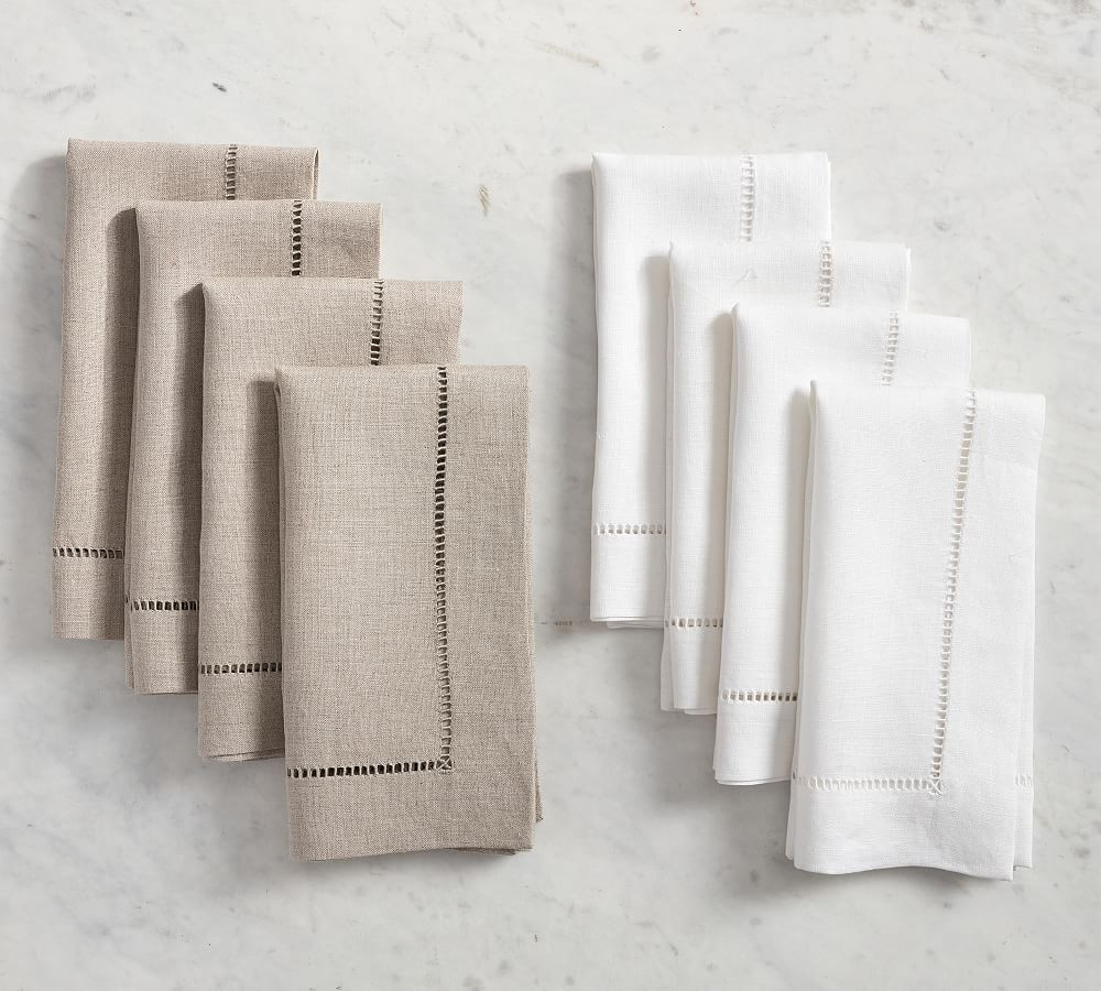 Linen Hemstitch Napkins - Set of 4 | Pottery Barn (US)