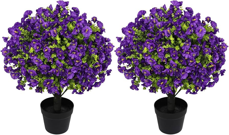 24" Artificial Eucalyptus Potted Plants Outdoor Set of 2 – UV Resistant Faux Topiary-Style Gree... | Amazon (US)
