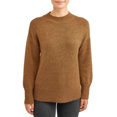 Time and Tru Women's Mock Neck Tunic Sweater | Walmart (US)