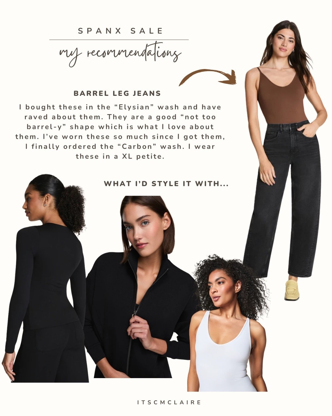 I take these @Spanx barrel jeans in an XL petite. I’m 5’5 for reference and they hit my ankles where it does on the model  

#LTKSaleAlert #LTKMidsize #LTKOver40