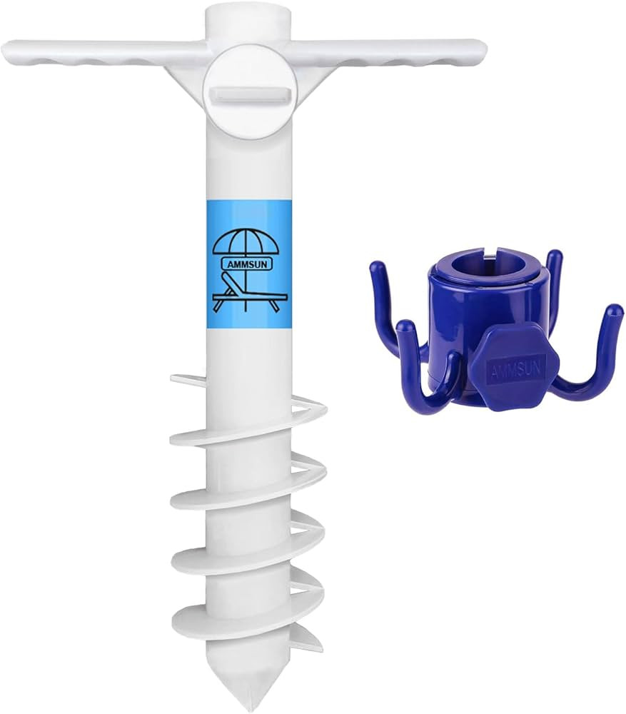 AMMSUN Beach Umbrella sand Anchor Stand Holder Heavy Duty and umbrellas hanging hook, Universal O... | Amazon (US)