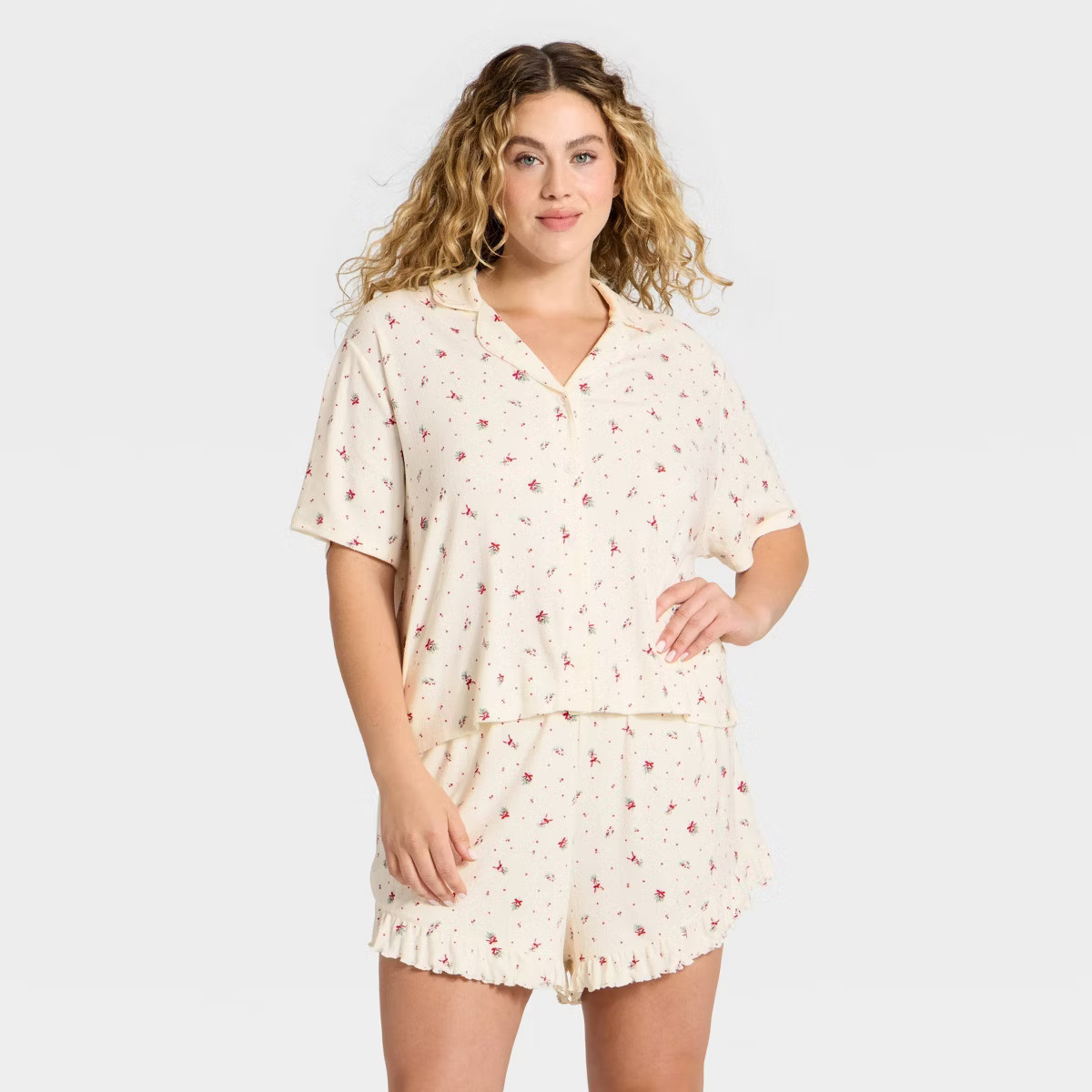 Women's Pointelle Notch Collar Shirt and Shorts Pajama Set - Wild Fable™ | Target