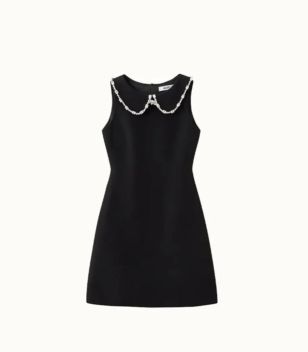 Elegant Black Sleeveless Dress With Pearl Beaded Collar – Classic A-line Fit for Special Occasi... | Etsy (US)